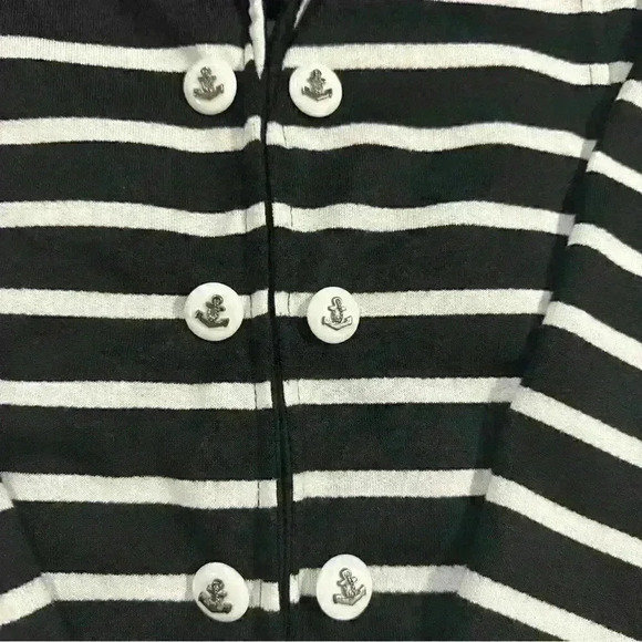 Charming Charlie Women's Black & White Striped Jacket W/Sailor Buttons - Picture 6 of 8